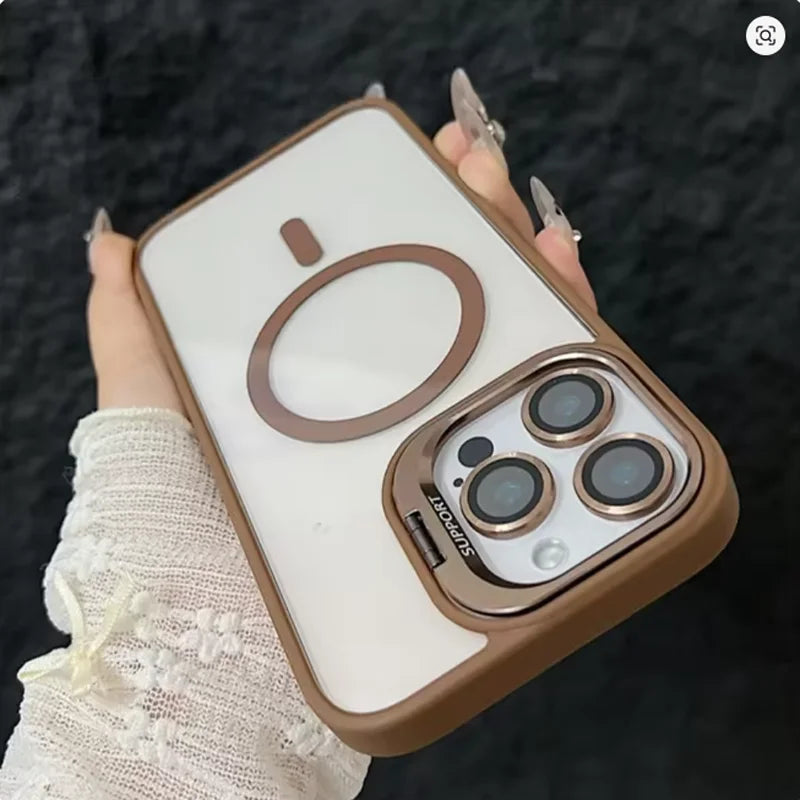 Magnetic Camera Ring Stand Case with Lens Protector - Desert Gold
