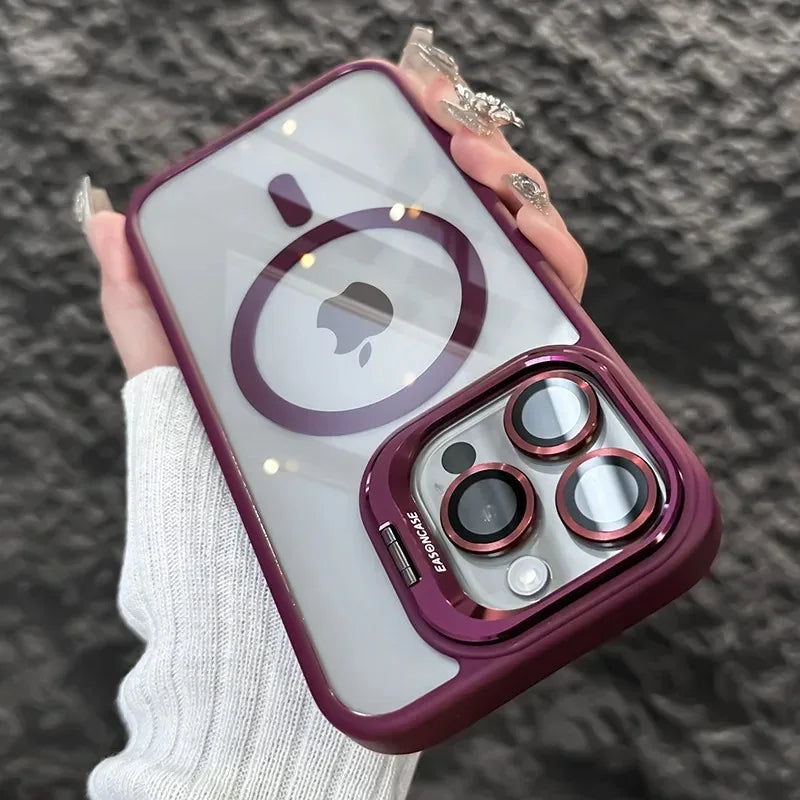Magnetic Camera Ring Stand Case with Lens Protector - Red
