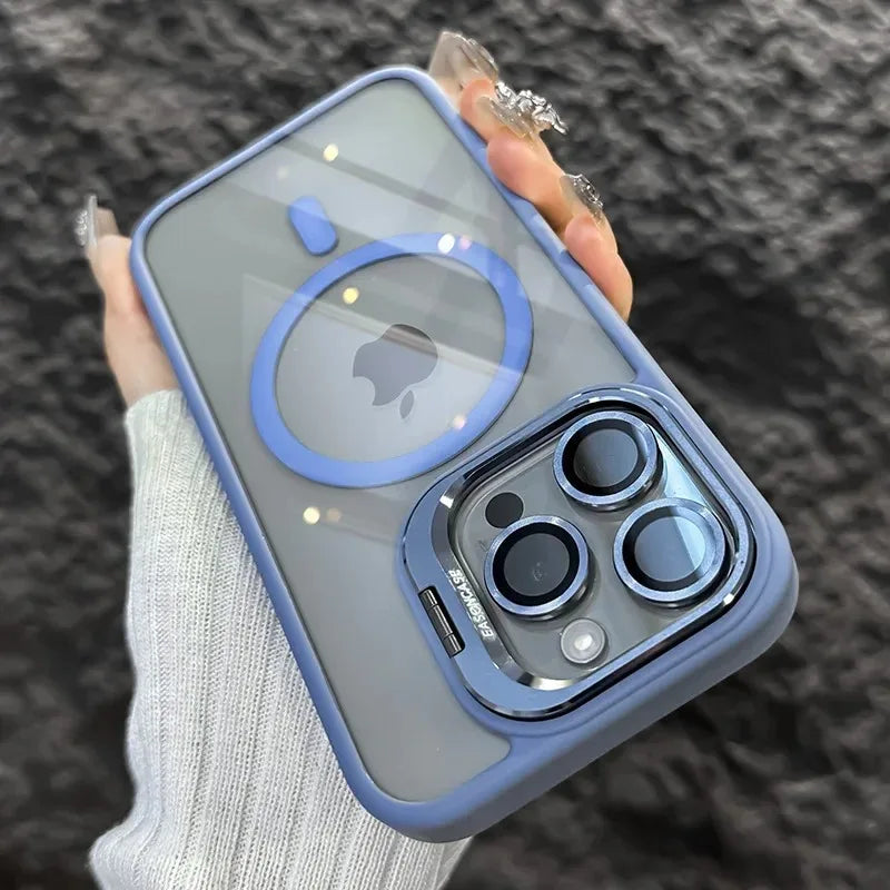 Magnetic Camera Ring Stand Case with Lens Protector - Light Blue