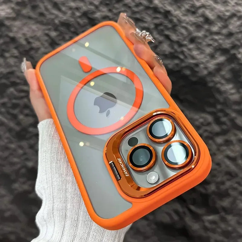Magnetic Camera Ring Stand Case with Lens Protector - Orange
