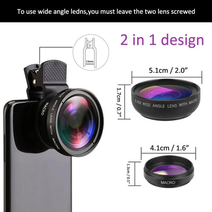 2-in-1 Clip-On Phone Lens (Wide + Macro)