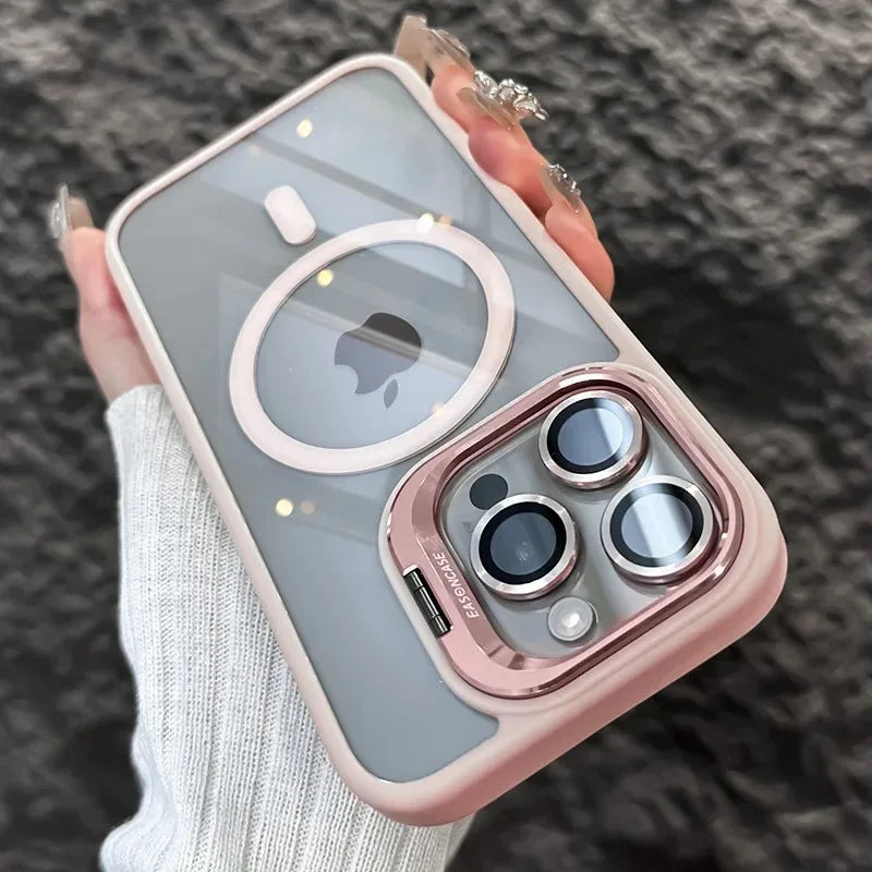 Magnetic Camera Ring Stand Case with Lens Protector - Pink