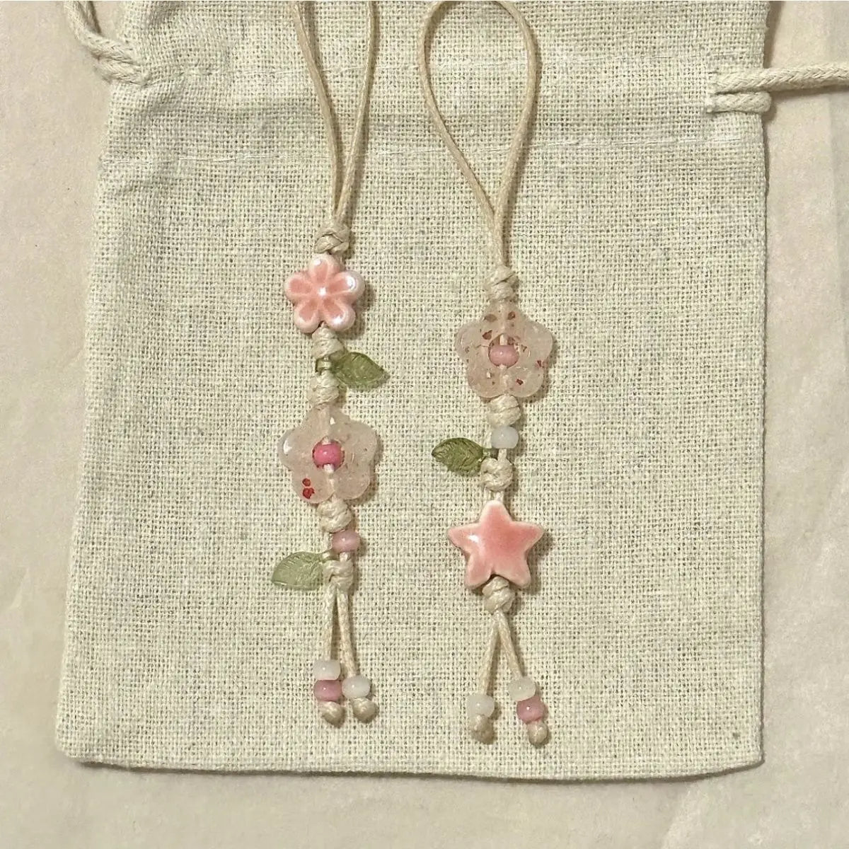 Star & Flower Ceramic Bead Phone Charm
