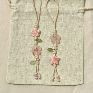 Star & Flower Ceramic Bead Phone Charm