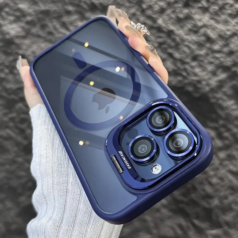 Magnetic Camera Ring Stand Case with Lens Protector - Dark Blue