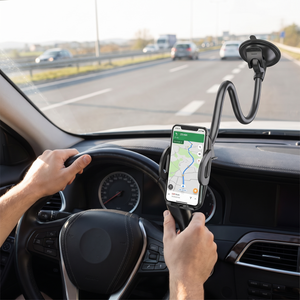 Gooseneck Car Phone Mount in a car