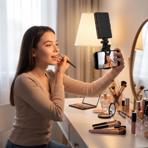 72-LED Rechargeable Selfie Light in use