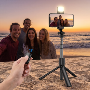 Bluetooth Selfie Stick Tripod at the beach