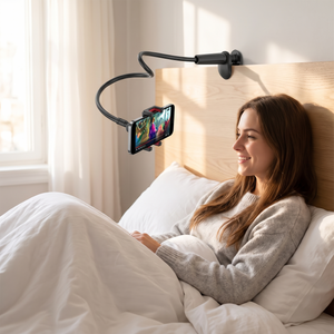 Flexible Gooseneck Phone Holder on a bed