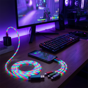 Glowing LED Charging Cable at night